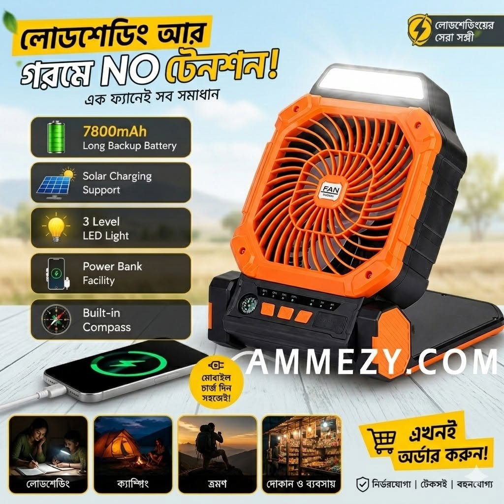 X16 Solar Fan USB Rechargeable Plastic LED Lighting High Wind Power Portable Cooling Timer Tent